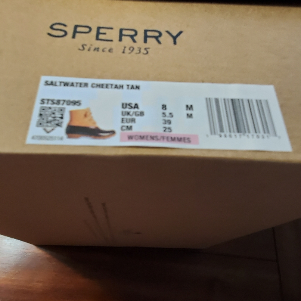 Sperry Cheetah Print Duck Boot New In Box Women's Size 8 An All-Weather Boot - Picture 12 of 15